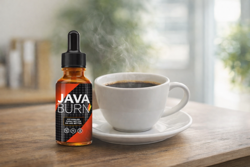 Java Burn Review: A Simple Coffee Add-On for Daily Metabolism Support Java Burn bottle placed next to a coffee cup representing the final review overview